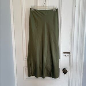 Green Satin Maxi Skirt